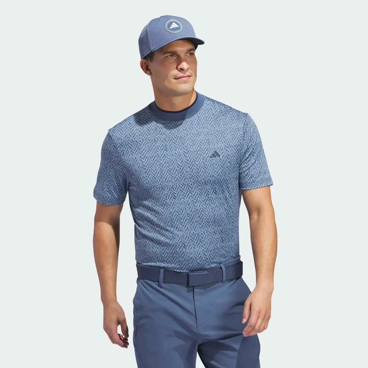 Adidas Ultimate365 PIqué Mock Collar Polo Shirt. 2