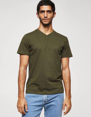 Mango Basic-T-Shirt mit V-Ausschnitt Lightweight