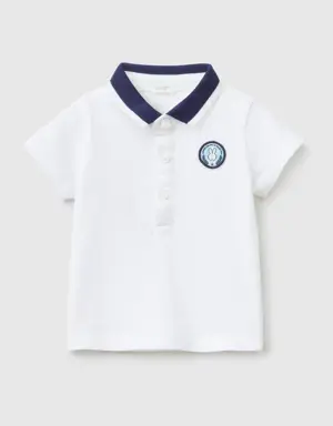 short sleeve polo with patch