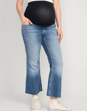 Maternity Full-Panel Cut-Off Cropped Flare Jeans multi