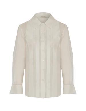 Bella White Pleated long sleeve shirt