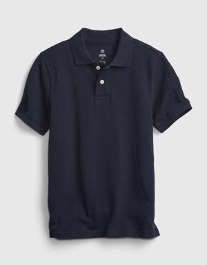 Kids Organic Cotton Uniform Polo Shirt blue