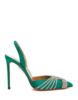 Yeşil Geometrik Taş İşlemeli Topuklu Ayakkabı