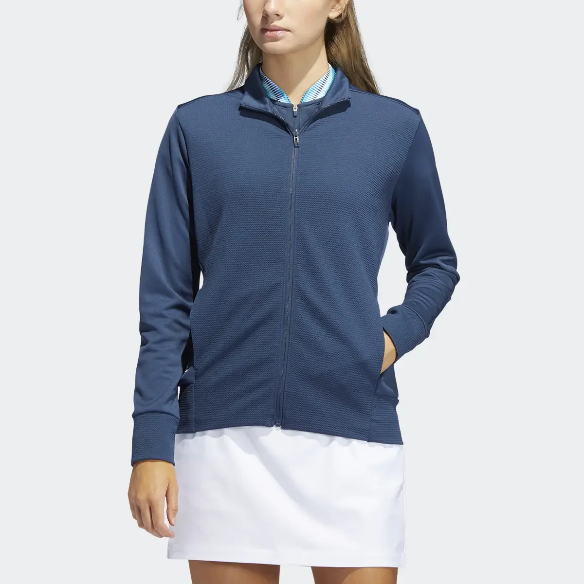 Adidas Textured Full-Zip Golf Jacket. 1