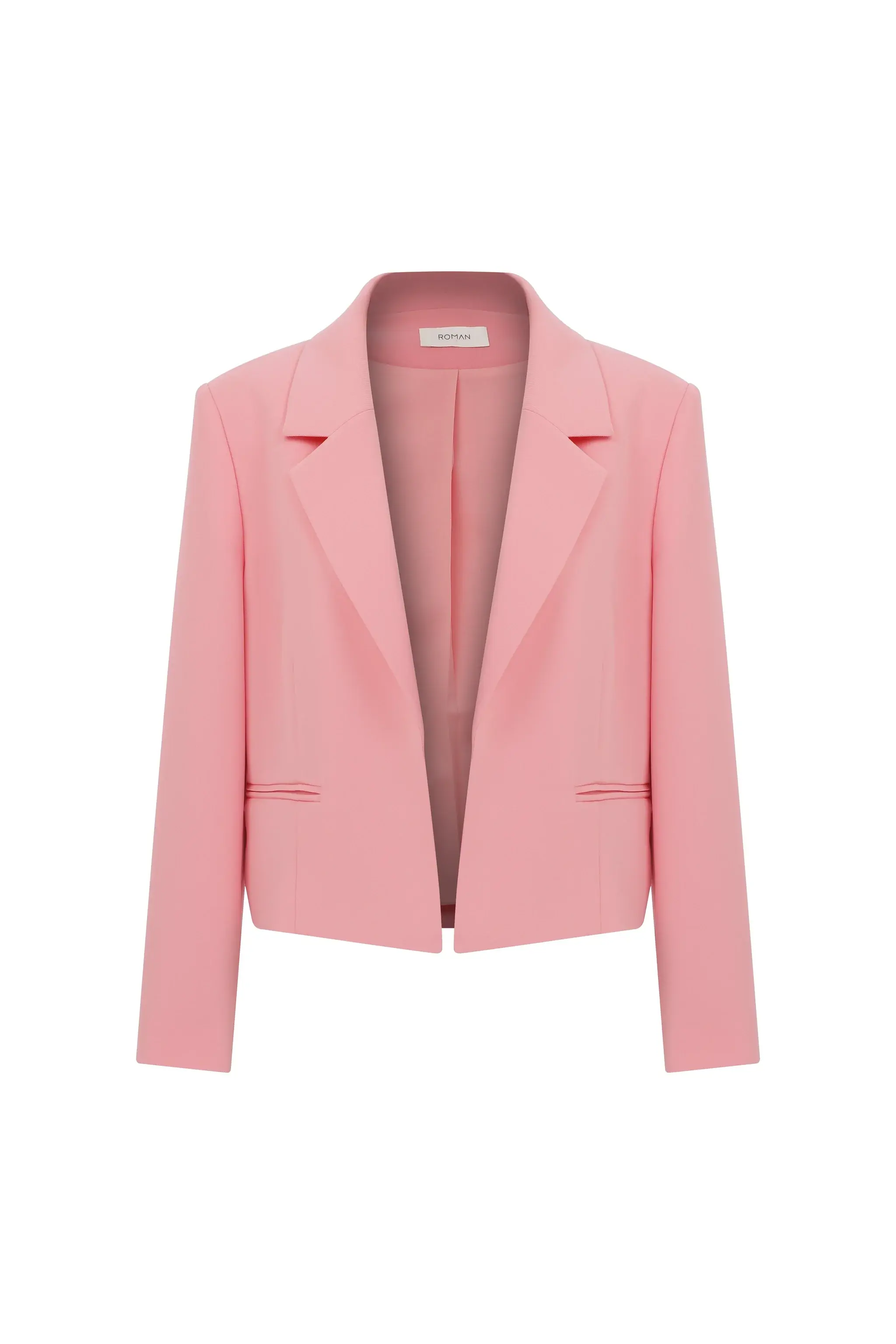 Roman Flamingo Silk Crepe Blazer - 4 / Pink. 1