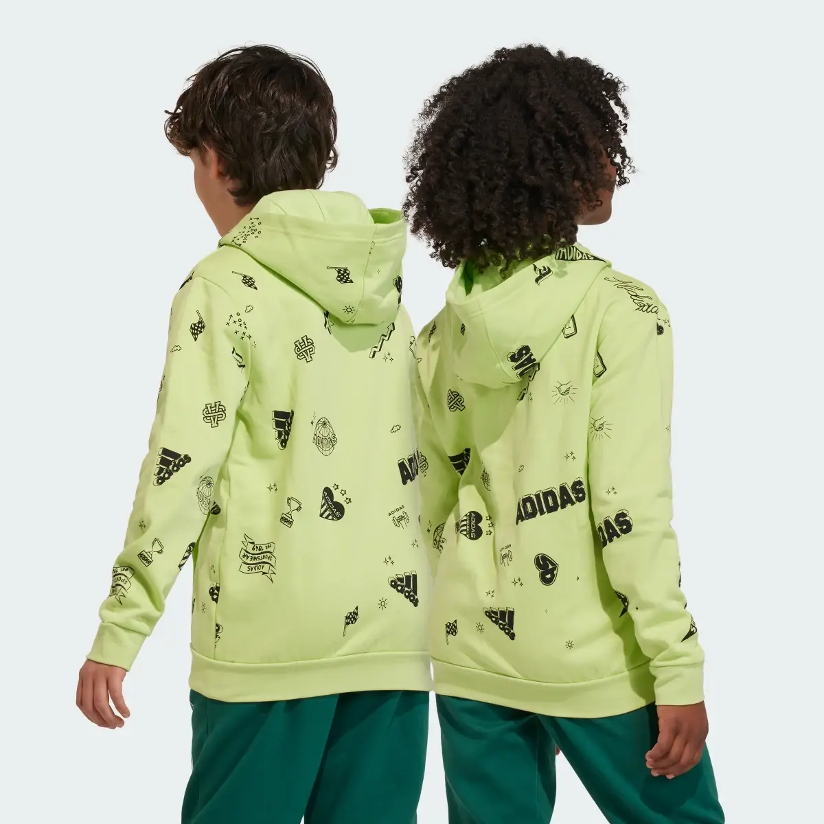 Adidas Brand Love Allover Print Full-Zip Kids Kapüşonlu Üst. 2