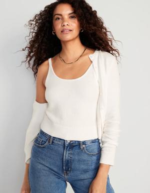 Cozy Cropped Sweater Tank Top for Women white