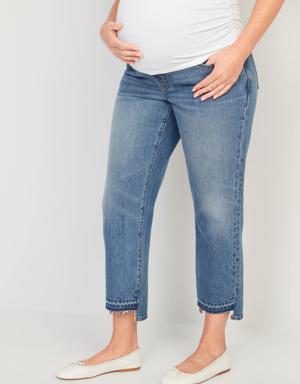 Maternity Full Panel Slouchy Straight Cropped Step-Hem Jeans multi