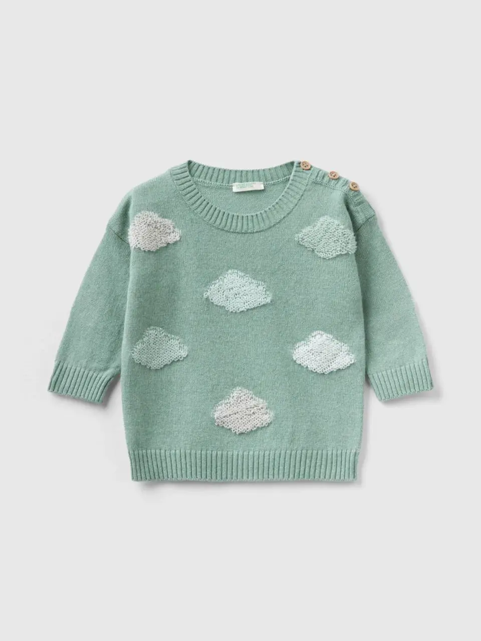 Benetton sweater with clouds in recycled wool blend. 1