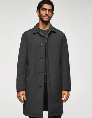 Reversible wool trench coat