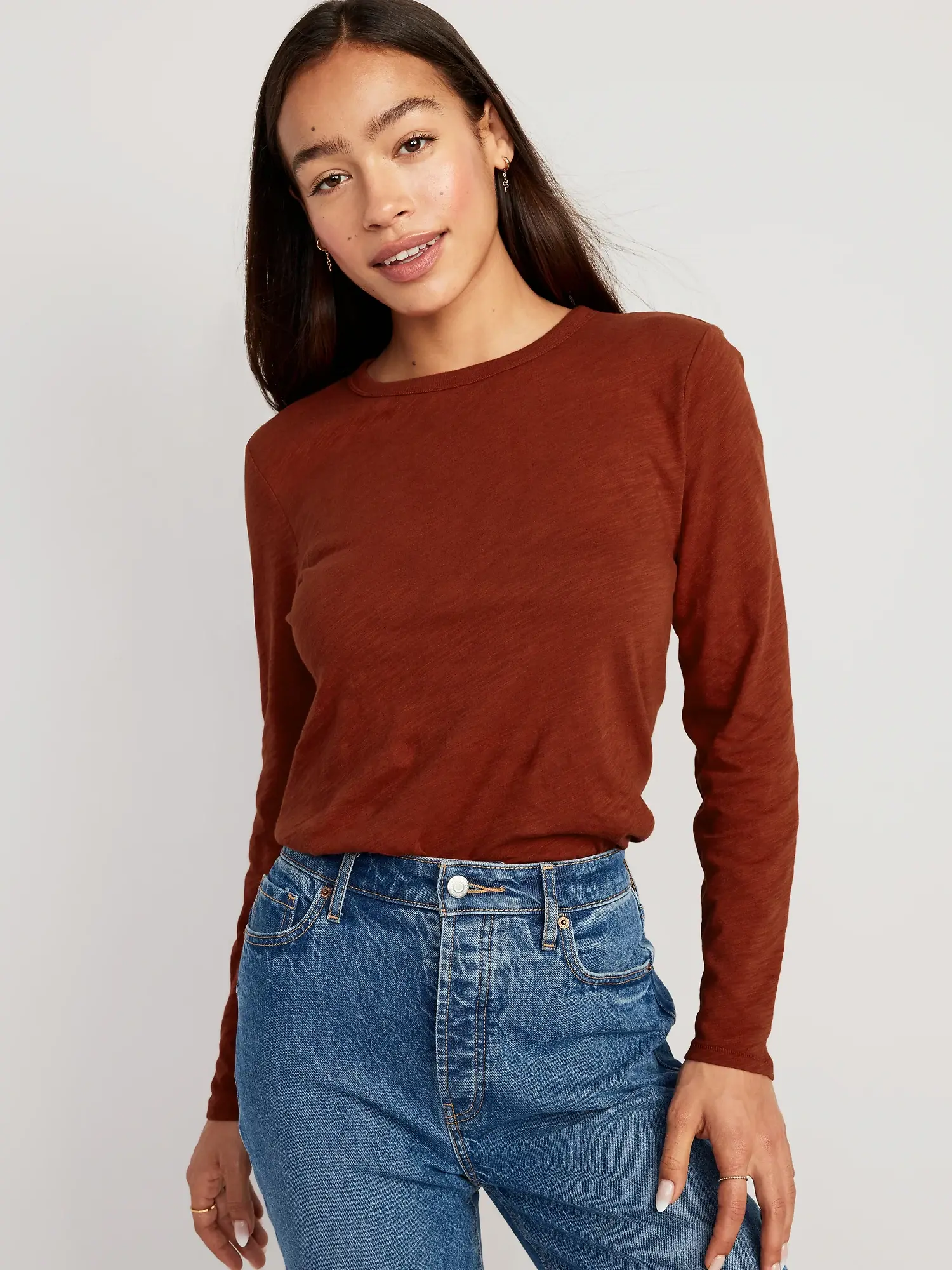 Old Navy EveryWear Long-Sleeve T-Shirt for Women brown. 1