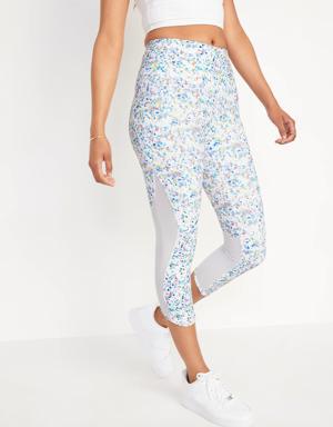 Old Navy High-Waisted PowerSoft Mesh-Panel Crop Leggings for Women multi