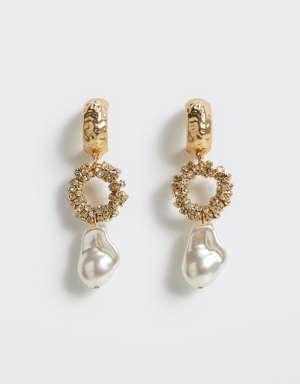 Pearl-effect crystal earrings