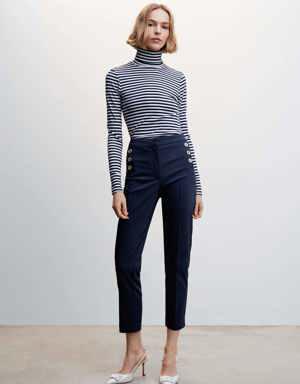 Mango Cropped button trousers