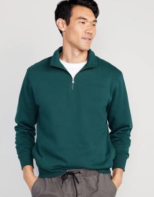 Oversized Quarter-Zip Mock-Neck Sweatshirt for Men green