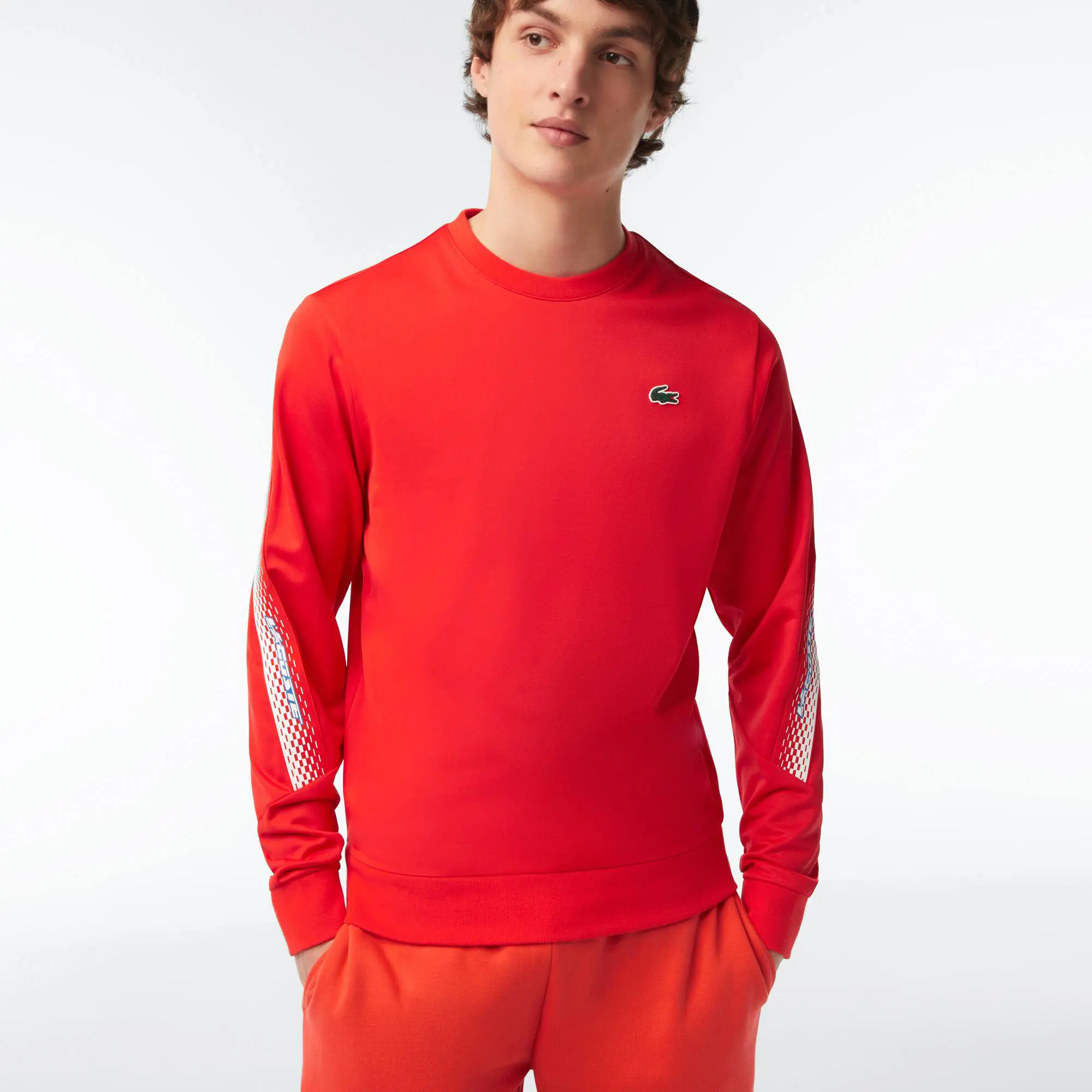 Lacoste Men’s Lacoste Tennis Classic Fit Logo Stripe Sweatshirt. 1