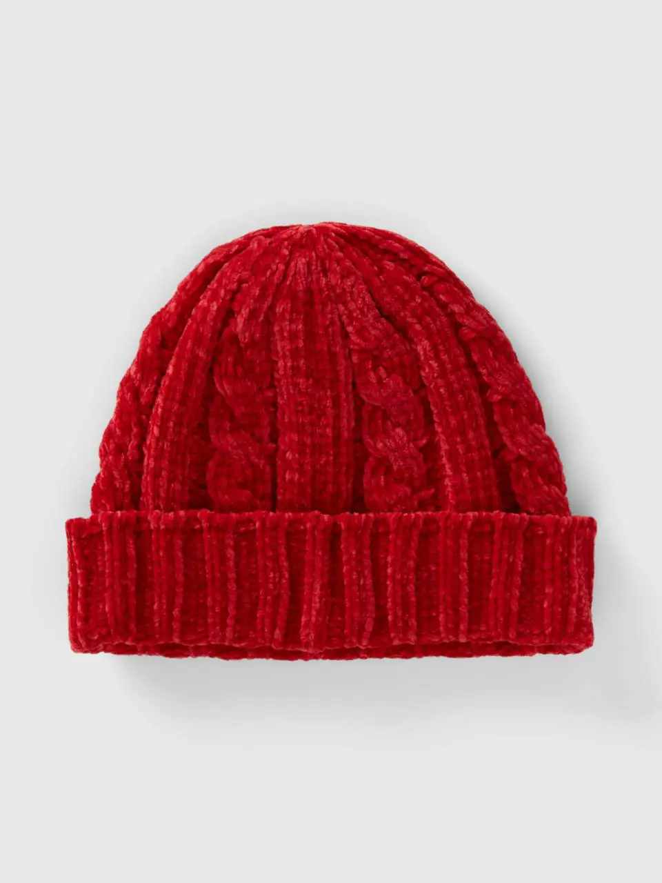 Benetton chenille hat with cable knit. 1