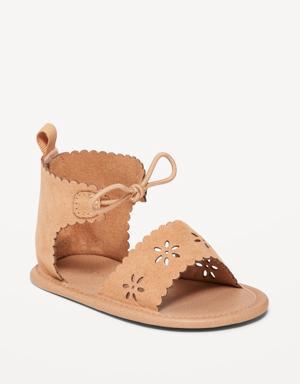 Faux-Suede Scallop-Trim Sandals for Baby yellow