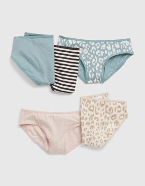 Kids Organic Cotton Leopard Bikini Briefs (5-Pack) multi