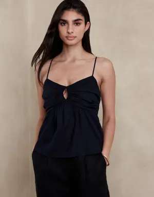 Maia Ruched Babydoll Tank blue