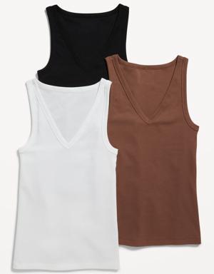 Slim-Fit First Layer Rib-Knit Tank Top 3-Pack for Women brown