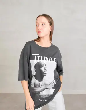 TUPAC Baskılı Oversize T-shirt