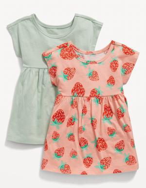 Old Navy Fit & Flare Printed Jersey Dress 2-Pack for Baby red