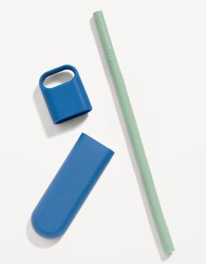 Hip® Reusable Silicone Drinking Straw and Case blue