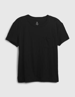 Kids Organic Cotton Pocket T-Shirt black