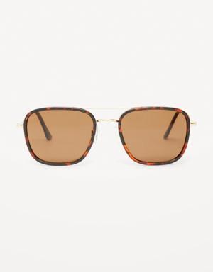 Tortoise Wire-Frame Aviator Sunglasses brown