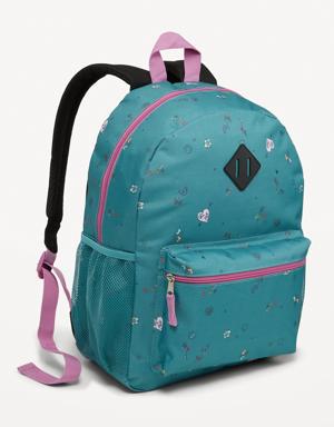Patterned Canvas Backpack for Girls blue