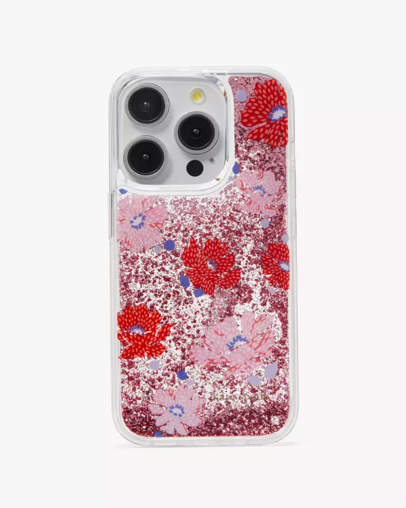 Kate Spade Dotty Floral Liquid Glitter iPhone 15 Pro Case. 2