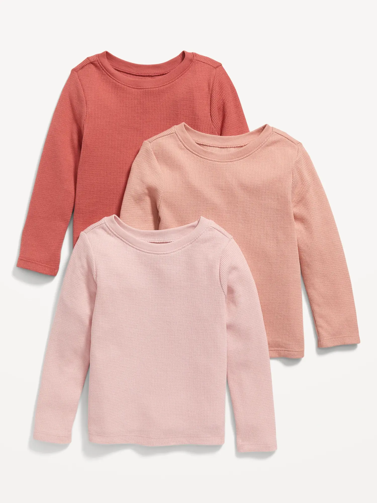 Old Navy Unisex Thermal-Knit Long-Sleeve T-Shirt 3-Pack for Toddler pink. 1