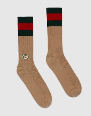 Wool socks with Interlocking G patch