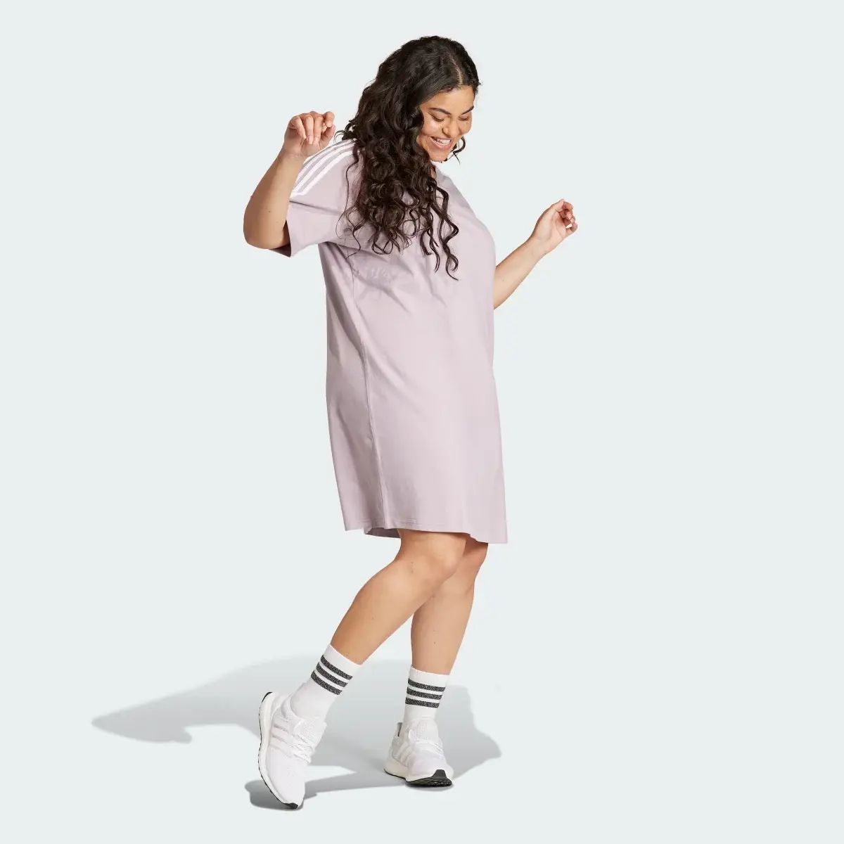 Adidas Essentials 3-Stripes Single Jersey Boyfriend Tee Dress (Plus Size). 2