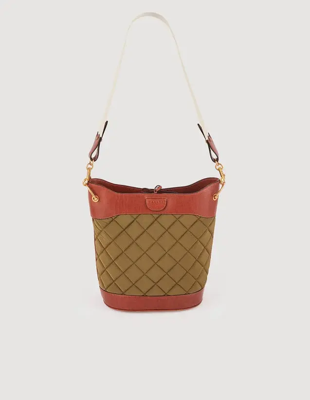 Sandro Leather and quilted fabric bucket bag. 2