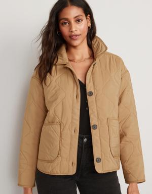 Oversized Quilted Utility Jacket for Women yellow