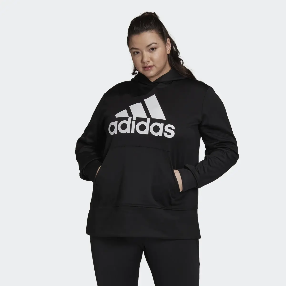 Adidas AEROREADY Big Logo Hoodie (Plus Size). 2