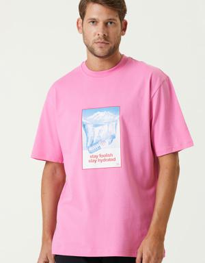 Hydrated Pembe Baskılı T-shirt