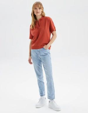 Nautica KADIN KİREMİT RENGİ OVERSIZE KISA KOLLU POLO. 3 Nautica KADIN KİREMİT RENGİ OVERSIZE KISA KOLLU POLO. 3