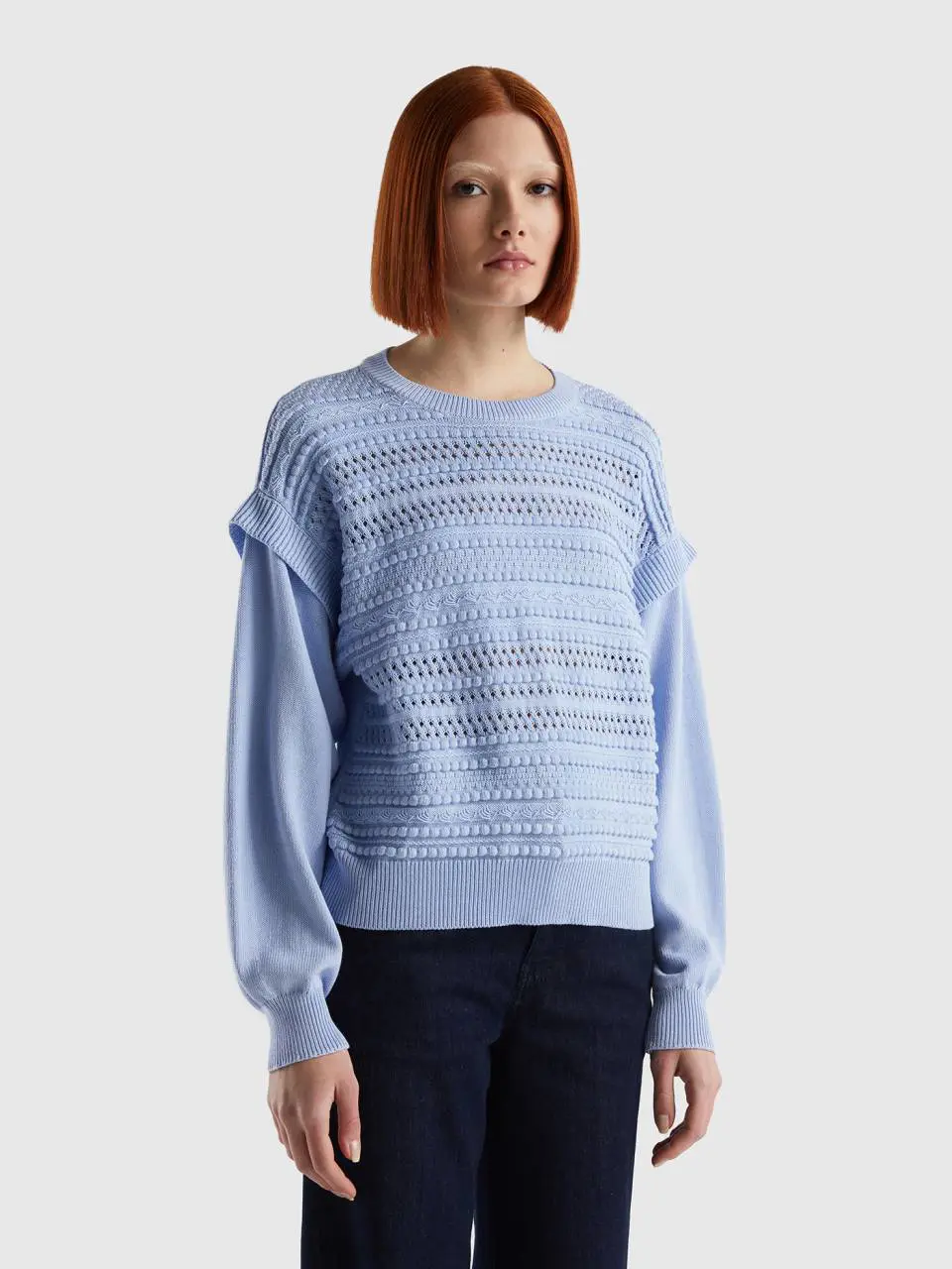 Benetton knit sweater with flaps. 1