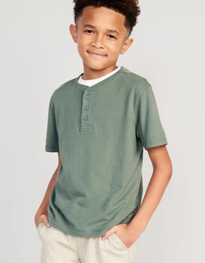 Short-Sleeve Henley T-Shirt for Boys green