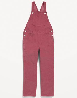 Slouchy Straight Corduroy Overalls for Girls pink