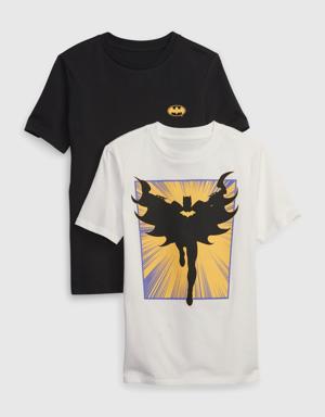 Kids 100% Organic Cotton Superhero Graphic T-Shirt (2-Pack) black