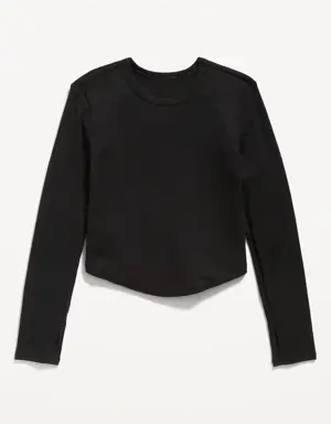 Old Navy UltraLite Long-Sleeve Rib-Knit T-Shirt for Girls black