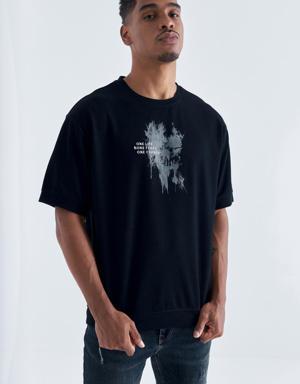 Tommy Life Siyah Baskılı Yazı Nakışlı O Yaka Erkek Oversize T-Shirt - 88105. 3 Tommy Life Siyah Baskılı Yazı Nakışlı O Yaka Erkek Oversize T-Shirt - 88105. 3