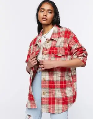 Forever 21 Plaid Button Front Shacket Red/Multi