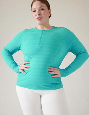 Athleta Pacifica Illume UPF Fitted Top green