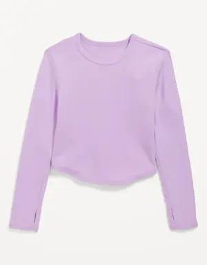UltraLite Long-Sleeve Rib-Knit T-Shirt for Girls purple