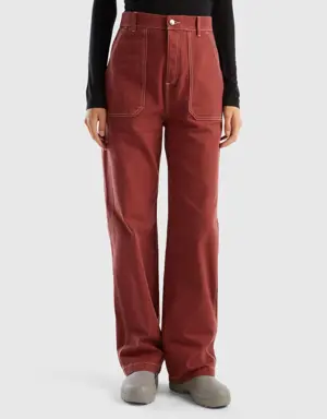 straight-leg trousers in cotton canvas